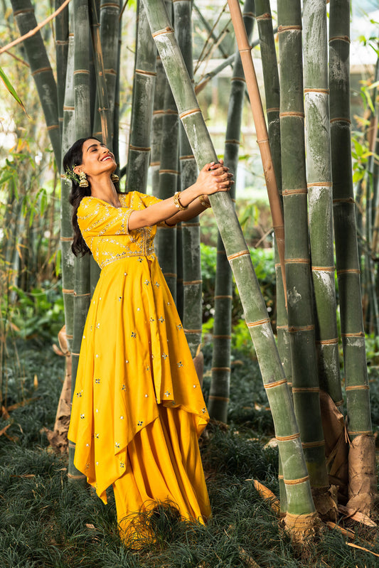 Yellow Rabya sharara set