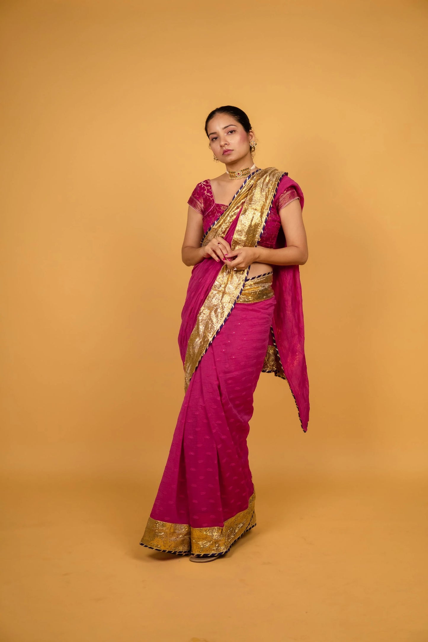 Pinki Fuschia Chanderi Silk Sitara Saree