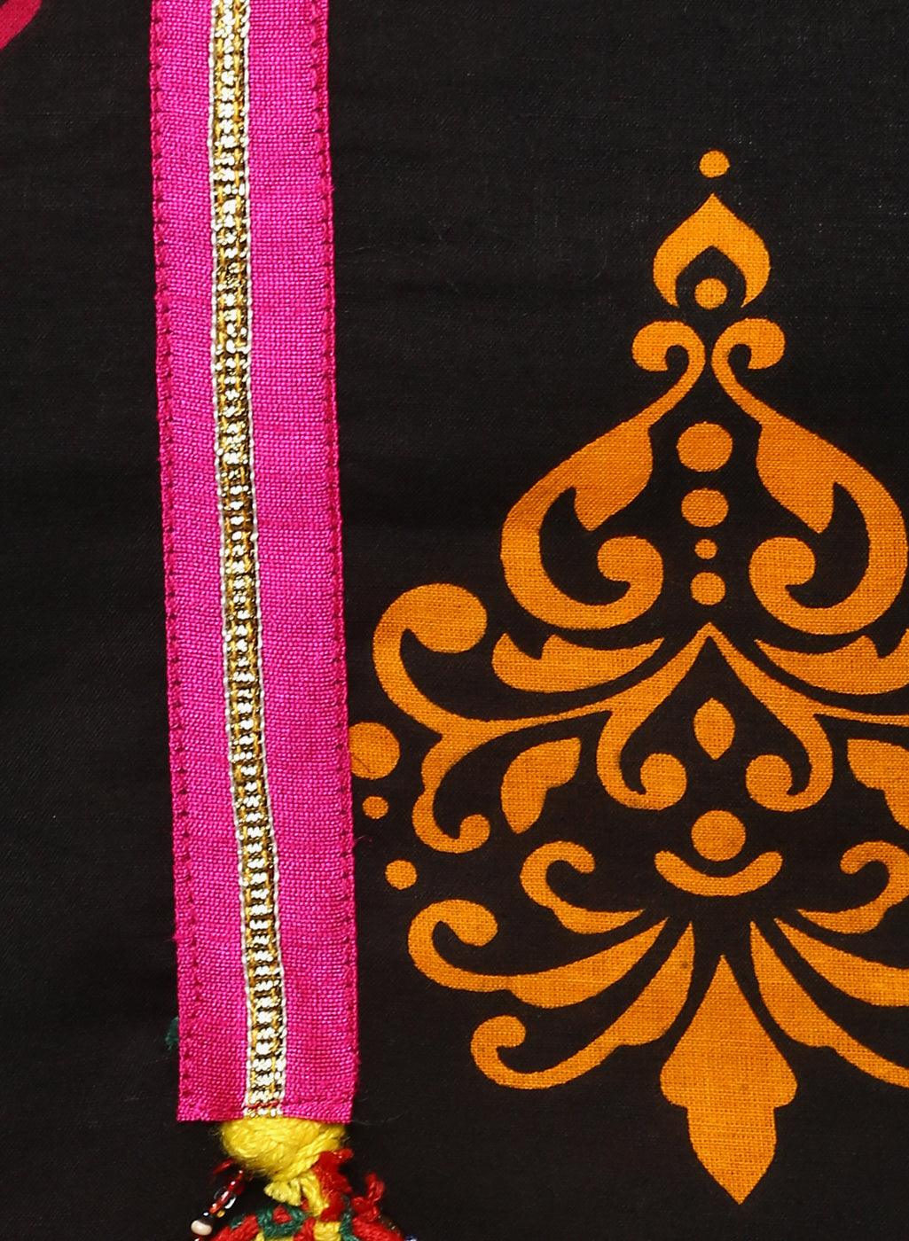 Printed Black cotton Kurti