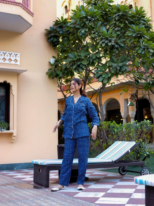 Blue Printed Night suit - world.com