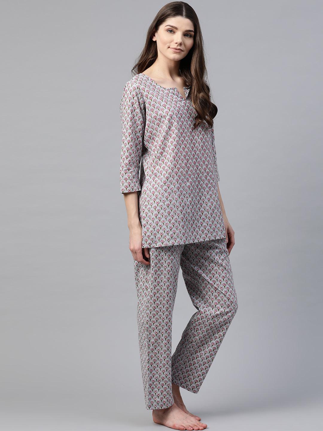 Grey Printed Loungewear/Nightwear