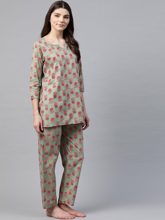 Green Printed Loungewear /Nightwear