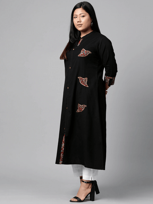 Plus SIze Sequin Work Black Kurta