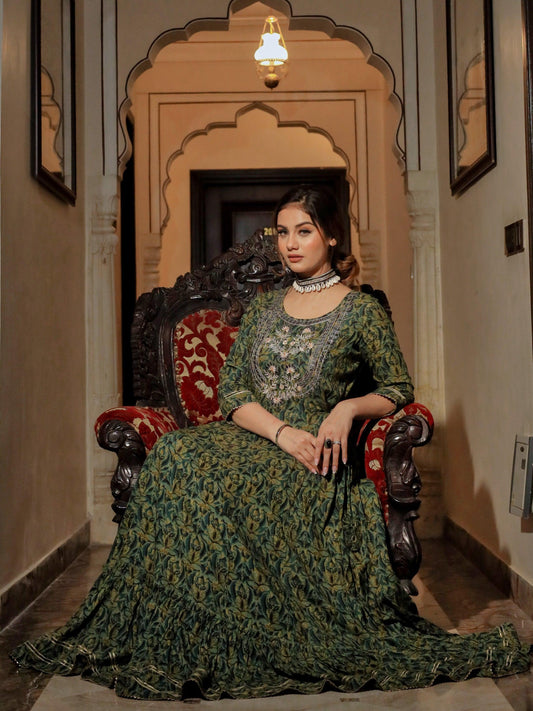 Dark Green Anarakali Kurta