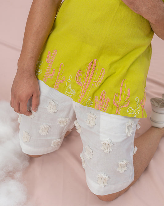 Dori Linen Cotton White vacay shorts