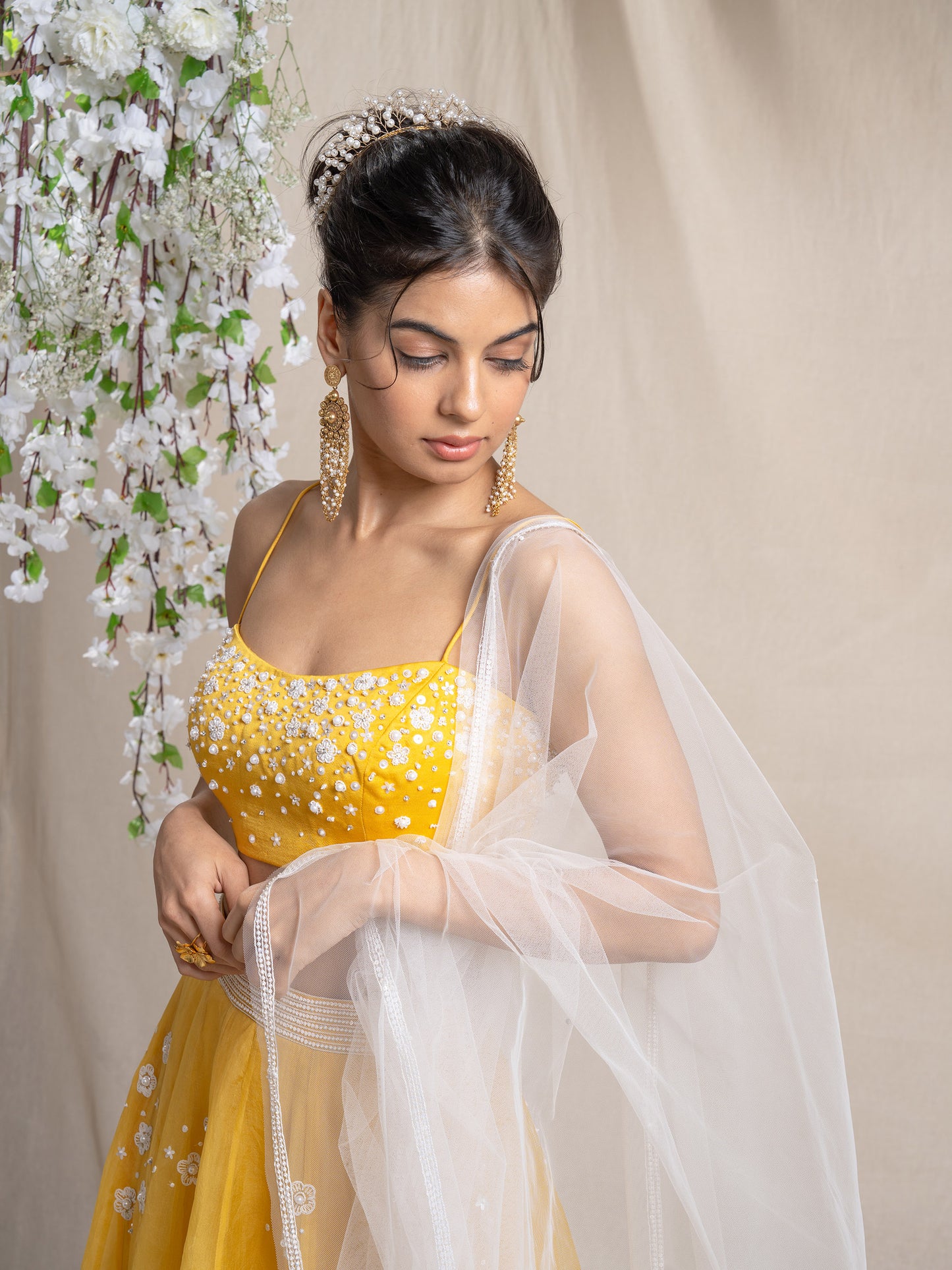 Yellow Organza Lehenga Set - Sanjev Marwaaha