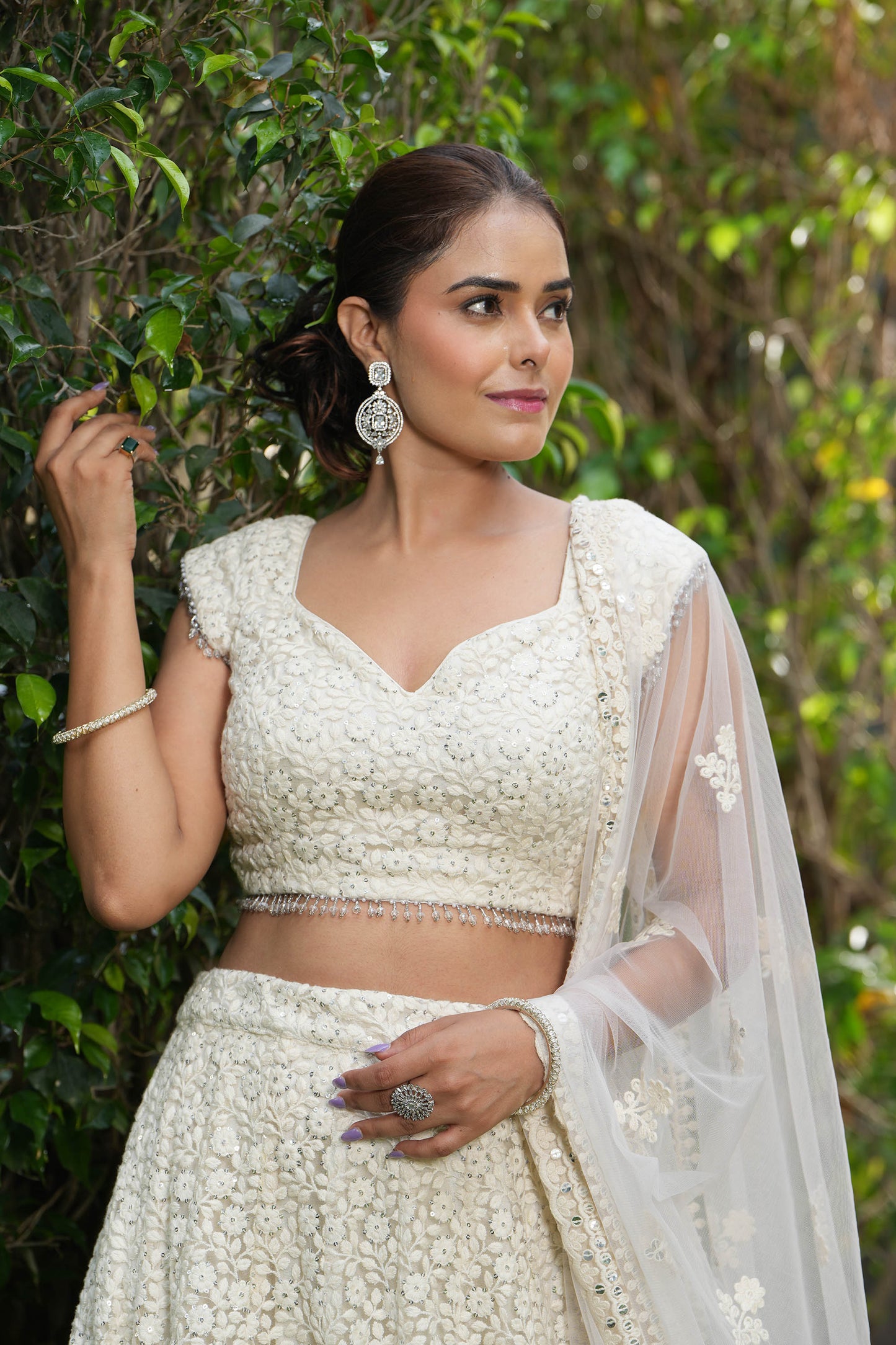 Ivory Embroidered Lehenga Set for Bride