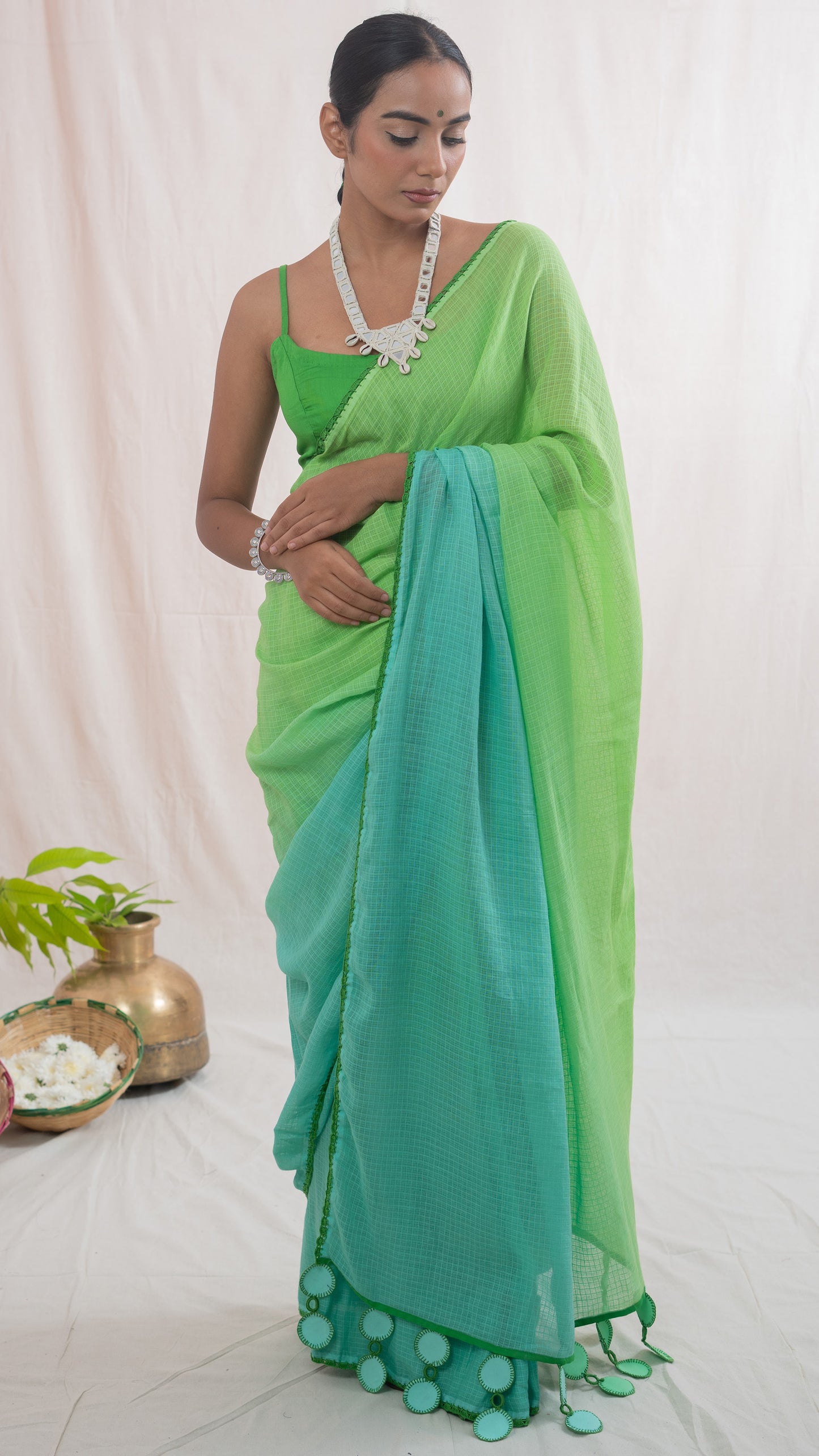 Green Malika Kota Cotton Saree