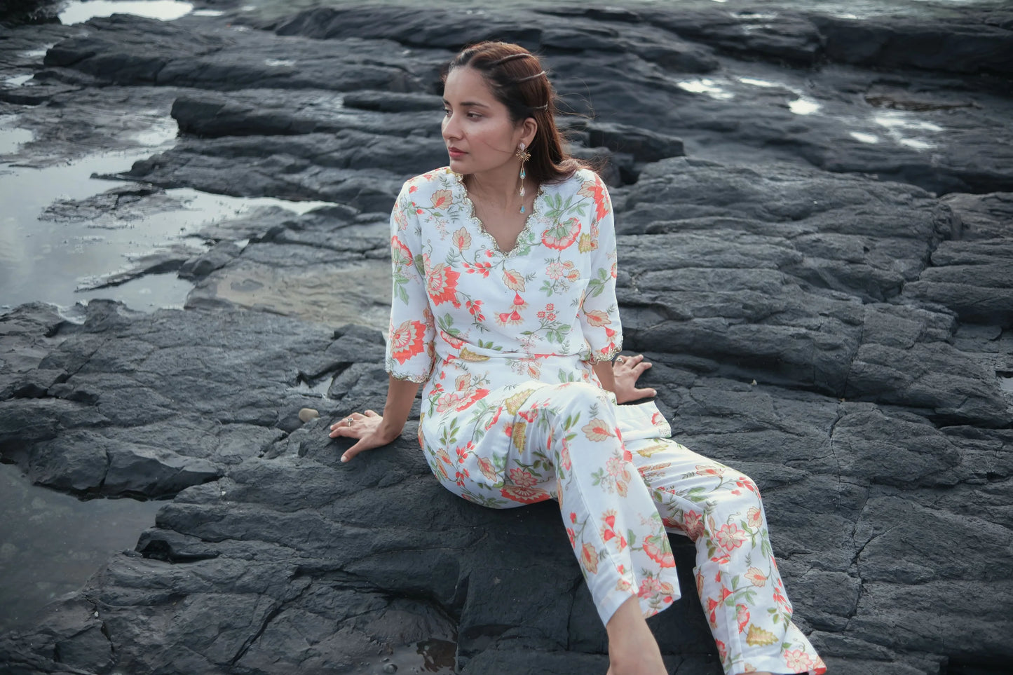 White Bloom Noor bagh Kurta Set