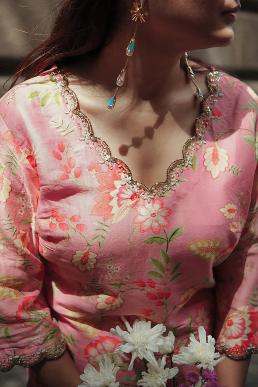 Peach Bloom Noor bagh Kurta Set