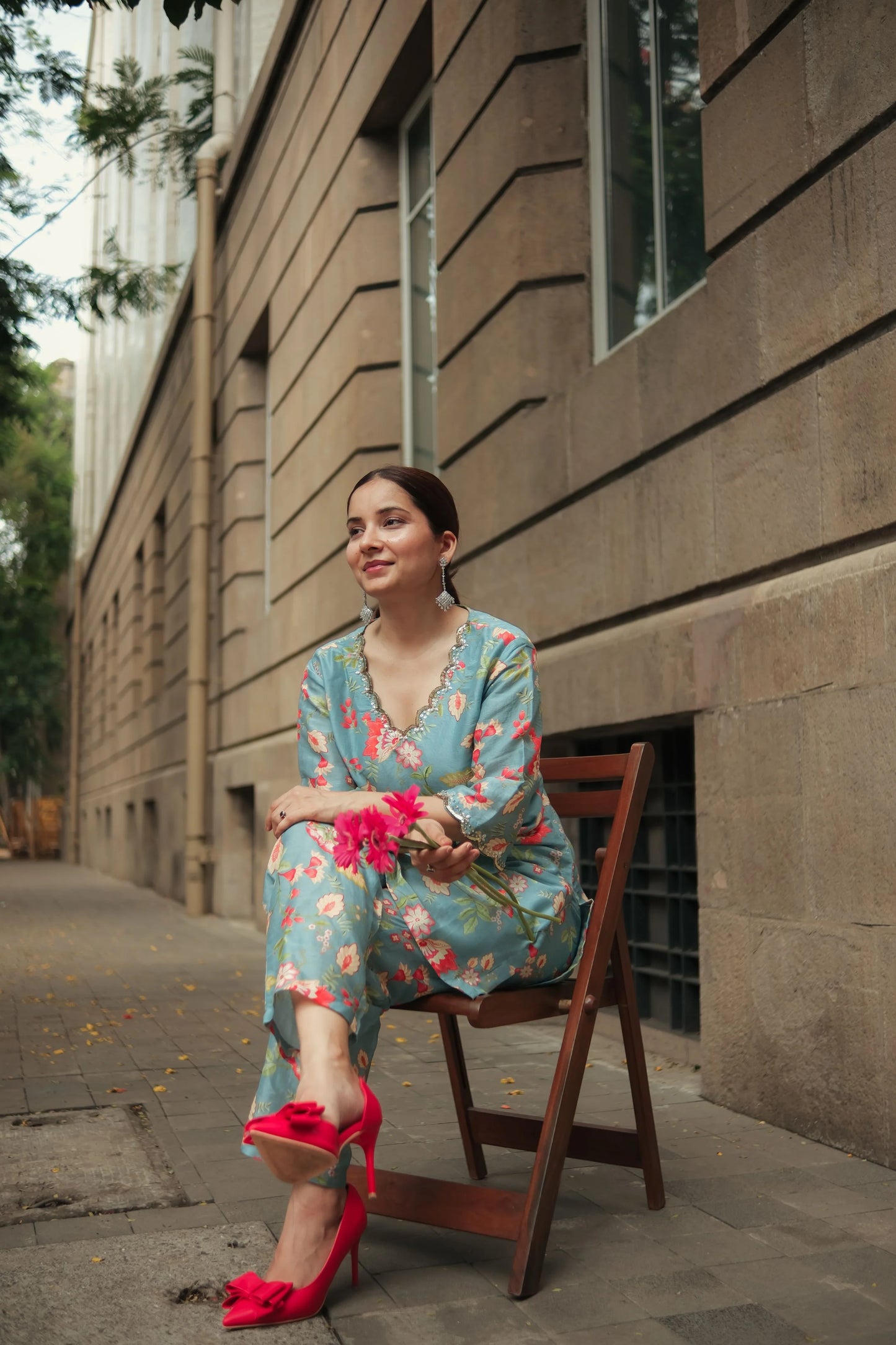 Teal Bloom Noor bagh kurta set