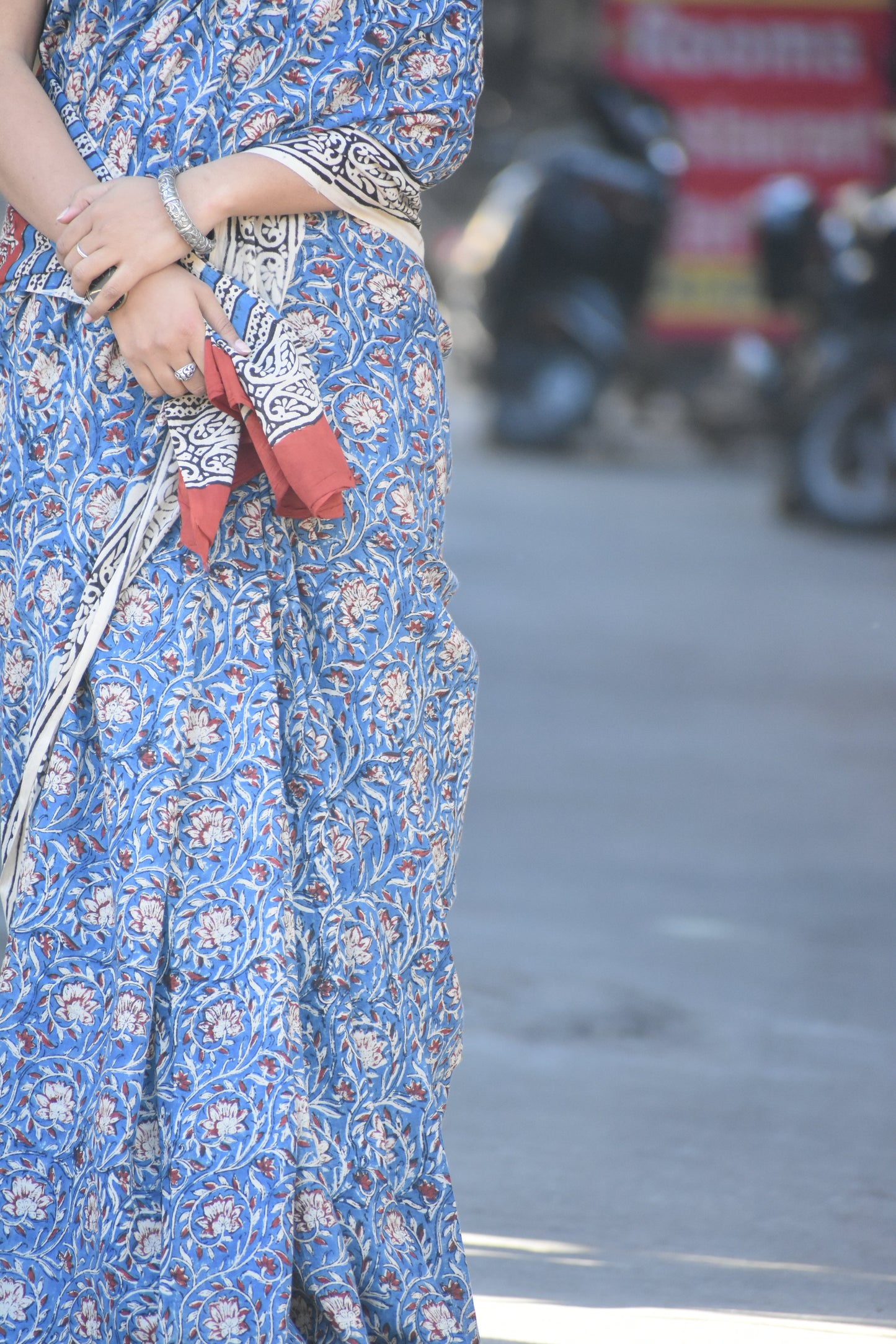 Shaam Mastani - A Symphony of Twilight Elegance - Handblock Print Natural Dyed - Mulmul Cotton Saree