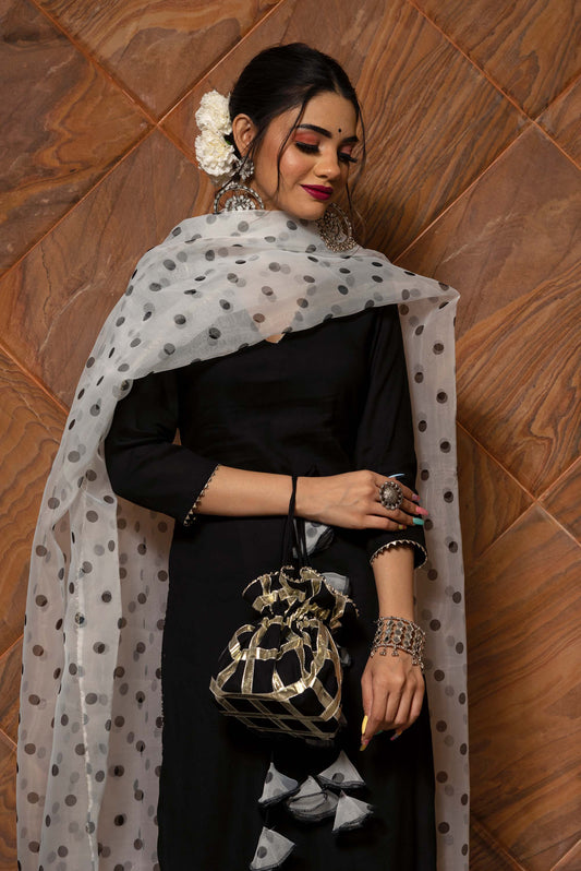 Ganguar Polka Dot Black Suit Set