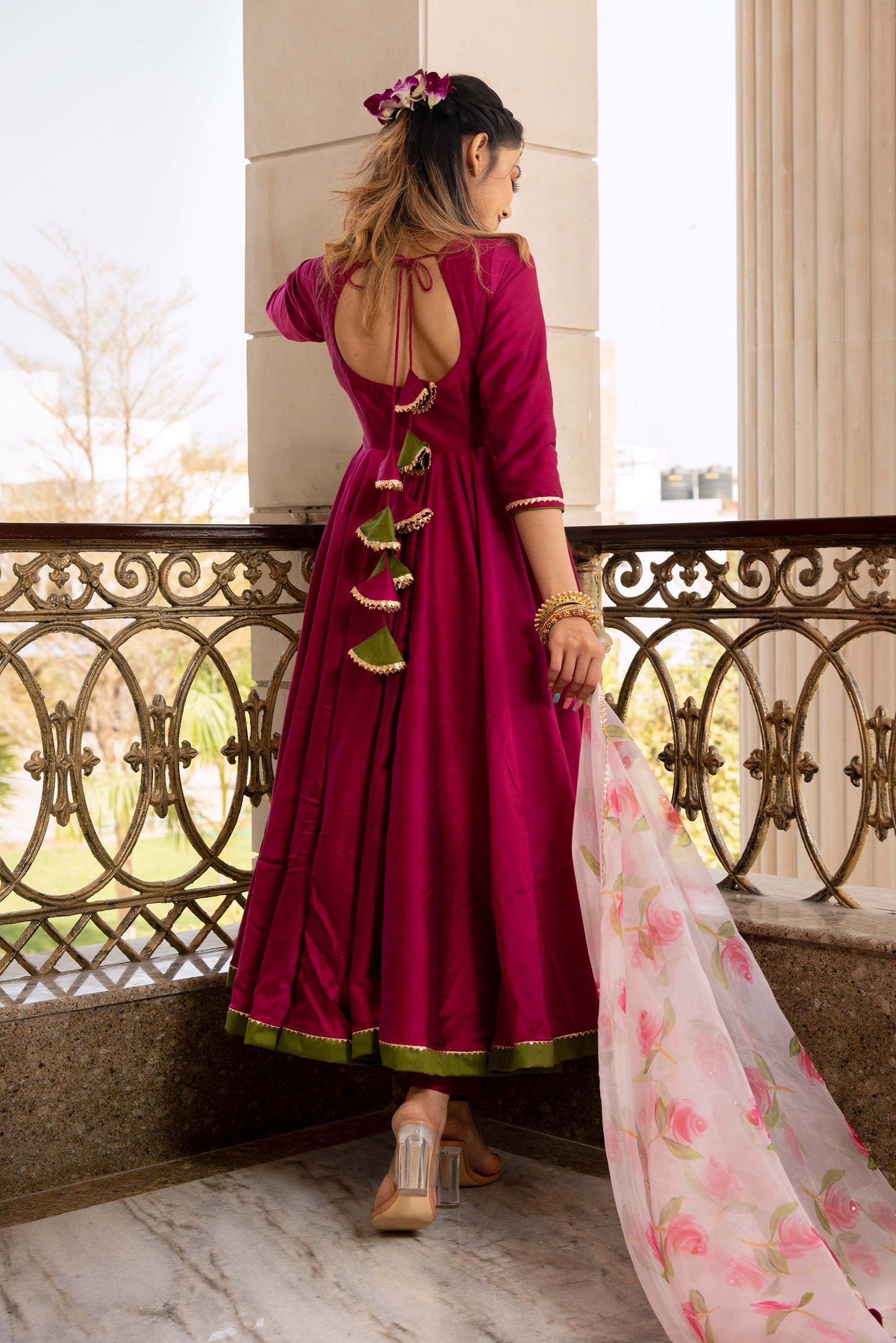 Ganguar Magenta Lilly Anarkali Set