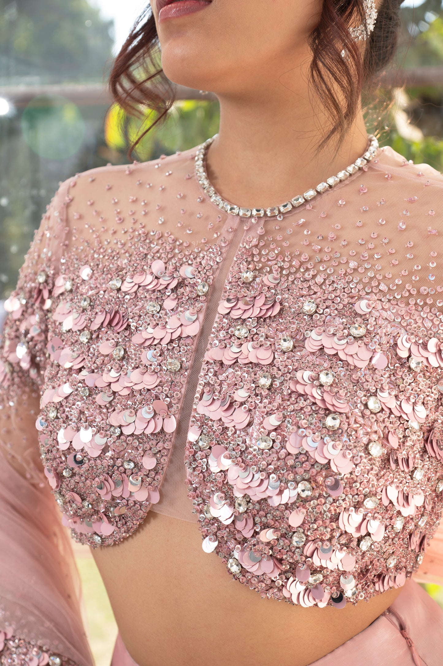 Petal Blush Pink Satin Hand Embroidered Bridesmaid Set