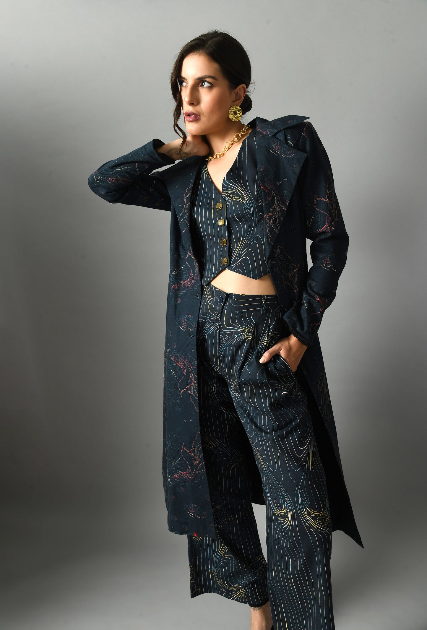 Alice in wondersea trench with wondersea waistcoat & trouser