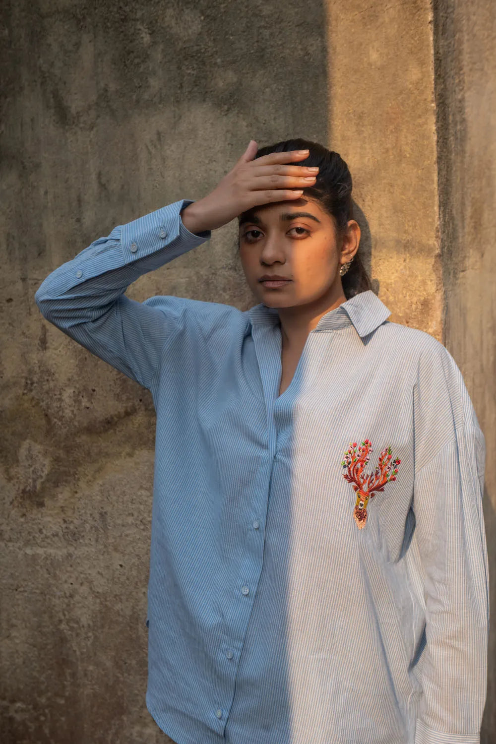 Sky Blue and White Stripes Pure Cotton Shirt