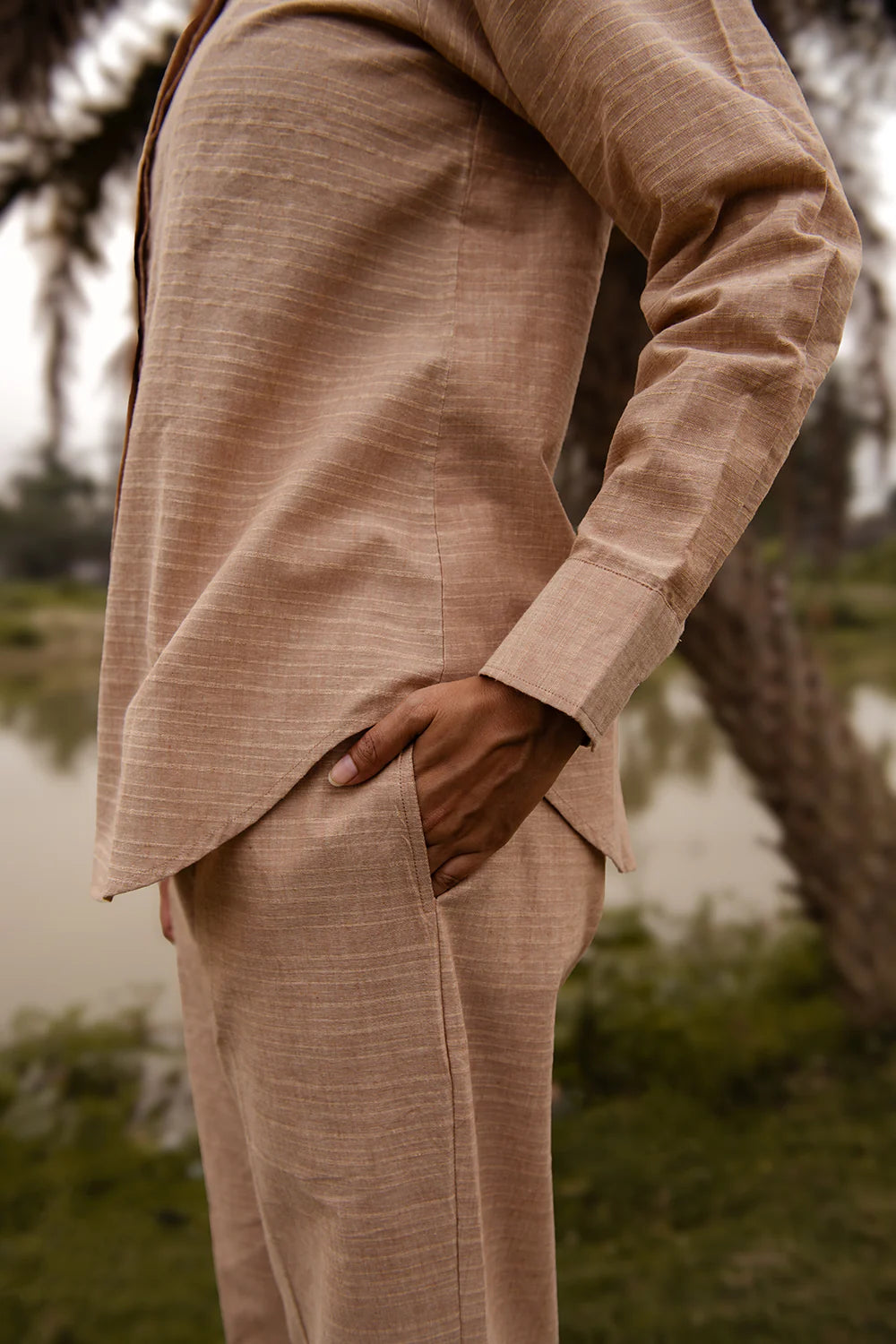 Beige Pure South Cotton Co-ord Set