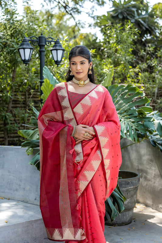 Elisha Pyramid Gajiri Raw silk Zari woven Saree