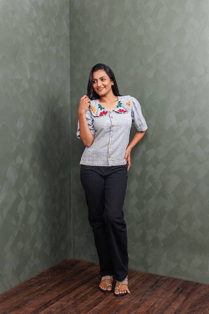 Pure Khadi Cotton Handwoven Grey Shirt