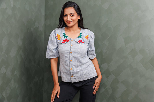 Pure Khadi Cotton Handwoven Grey Shirt