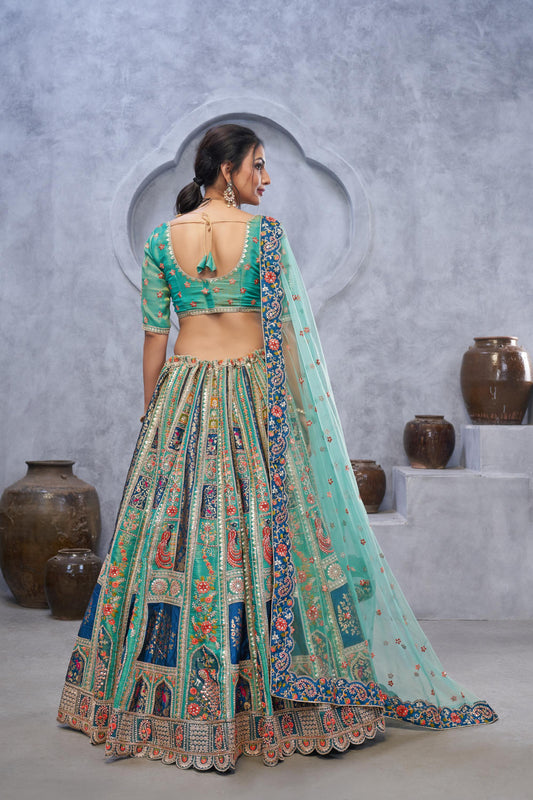 Green Banarasi Silk Zari Embroidery Bridal Lehenga