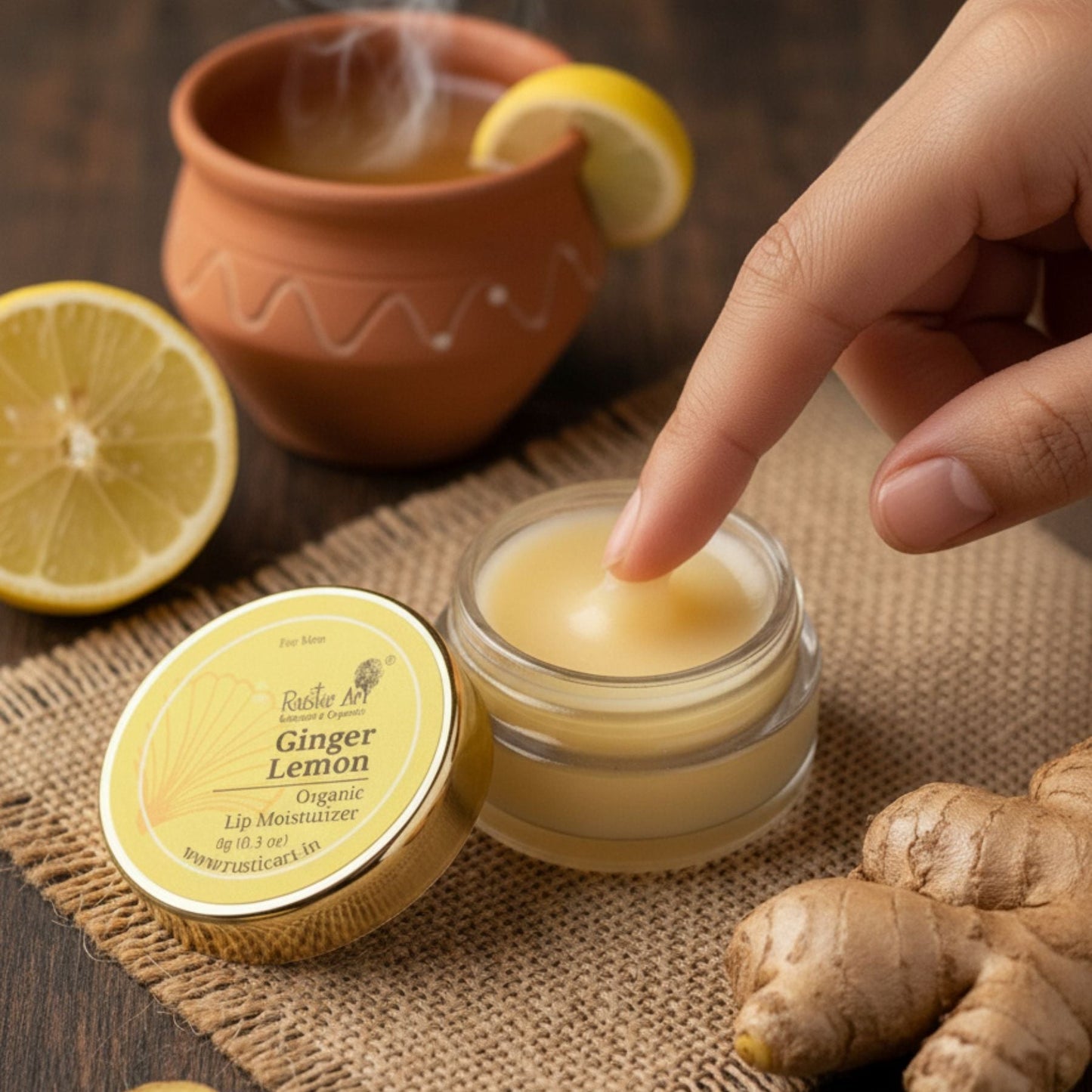 Ginger Lemon Lip Moisturizer (9gm), Rustic Art