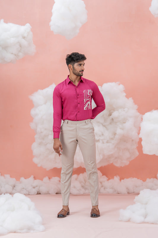 Wave off Dark Pink Hand dyed shirt