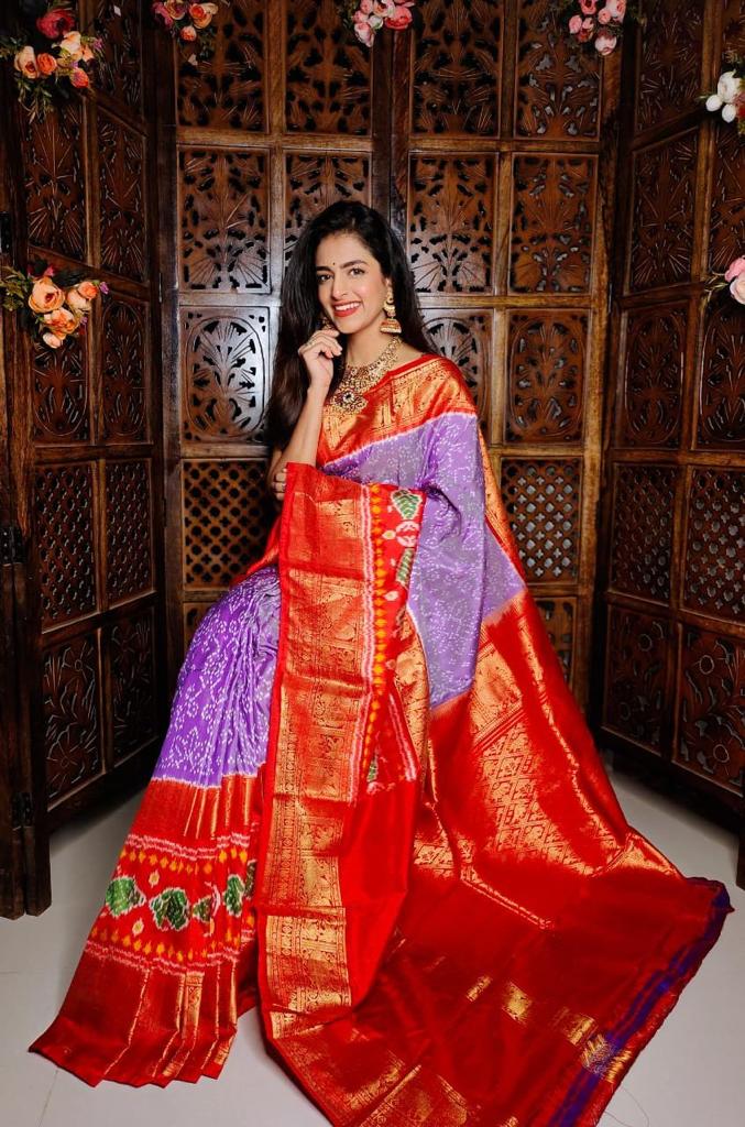 Purple Ikkat Pure Pochampally Handloom Saree