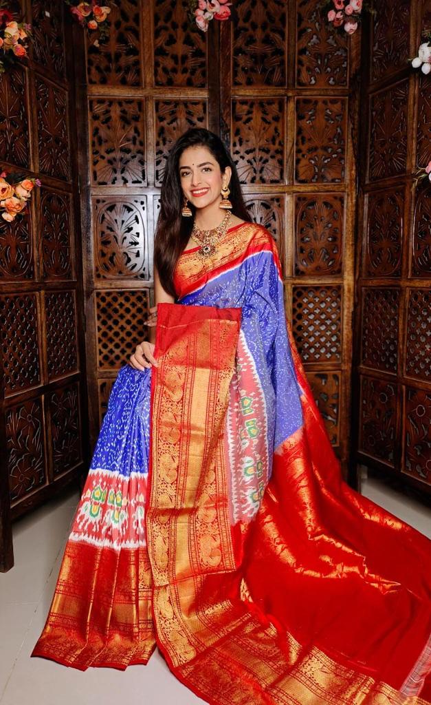 Blue Ikkat Pure Pochampally Handloom Saree