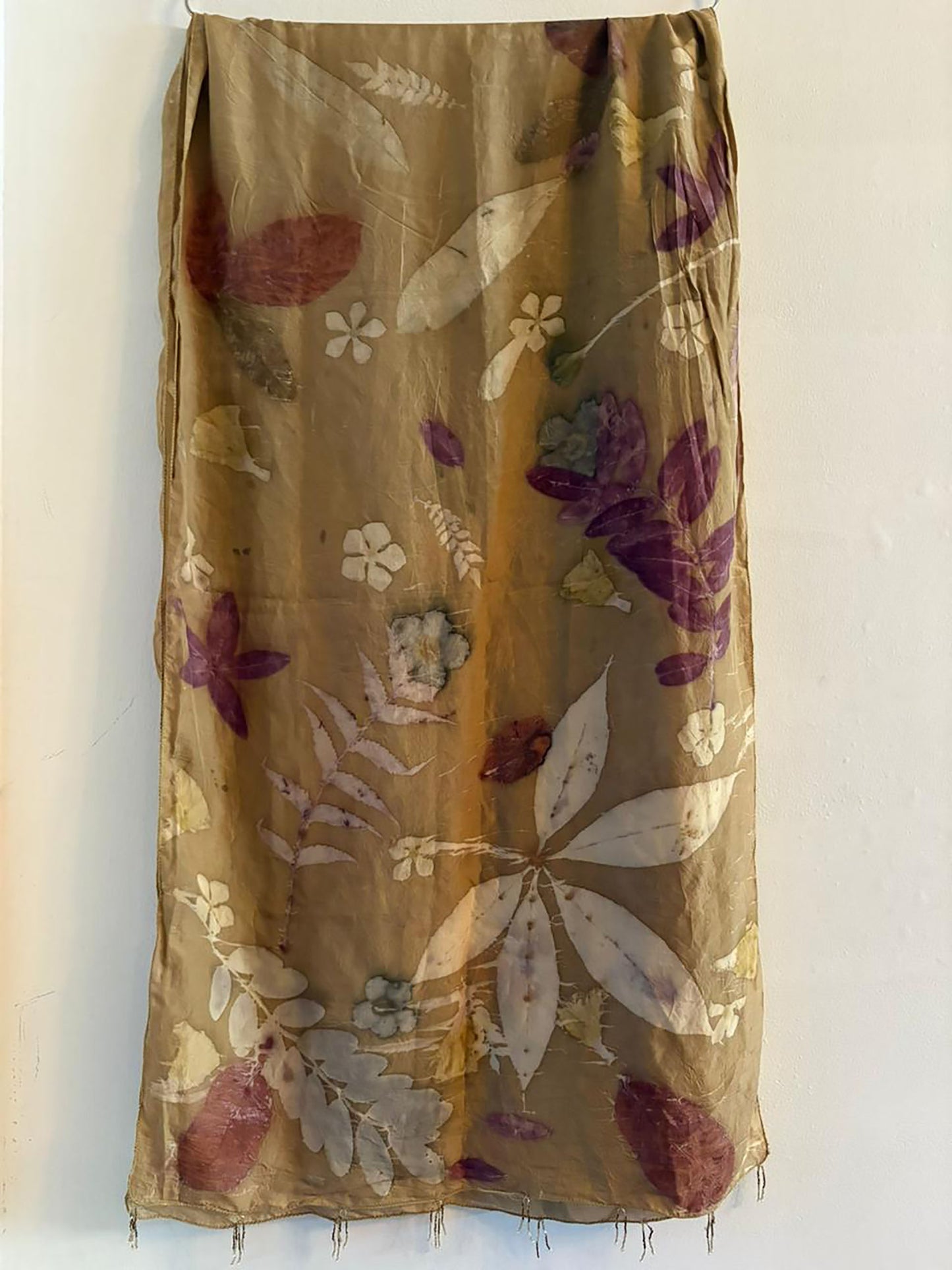 Emerald Moss Green Marigold Dyed Habutai Silk Scarf