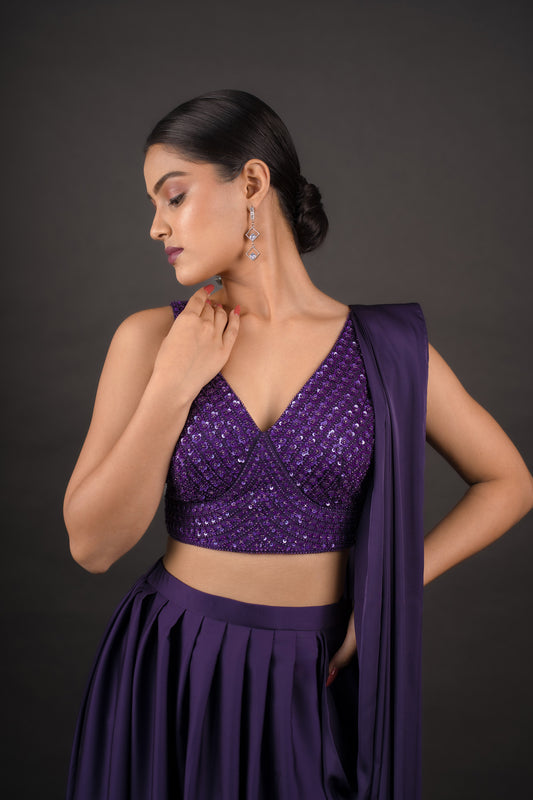 Ink Blue Crop-Top & Pleated Skirt