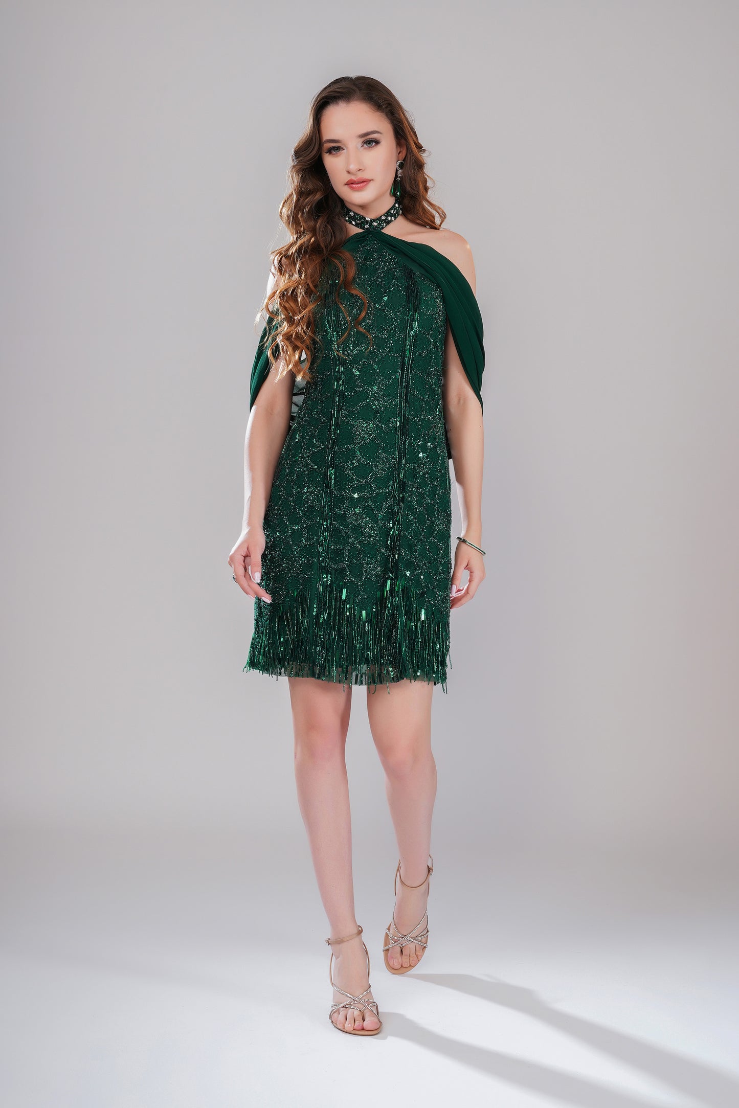 Jade Glitz Emerald Green Tulle Party Wear Dress