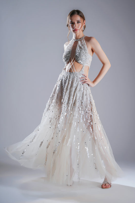 Alabaster Dream White Tulle Cocktail Gown