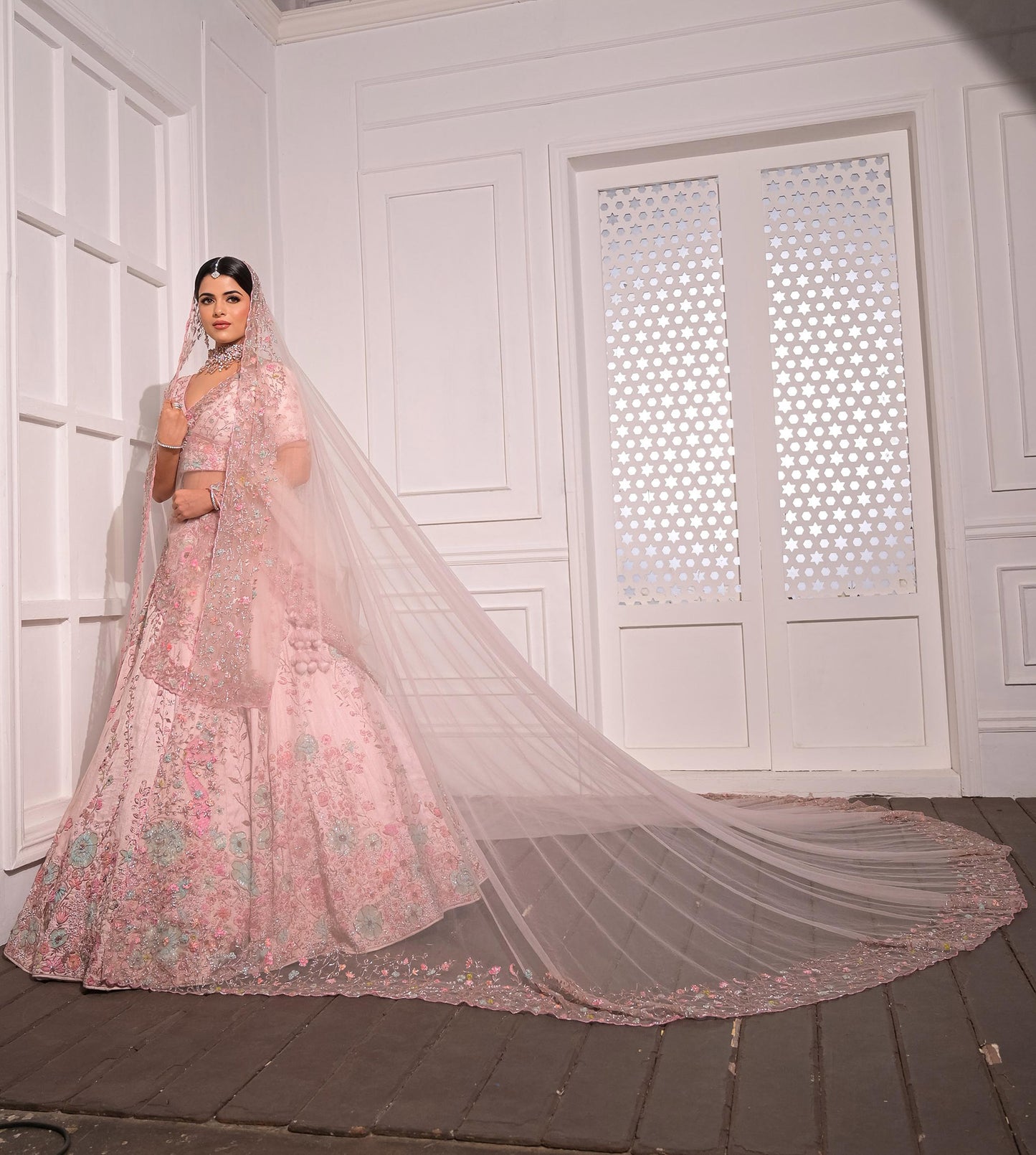 Garden Of Swans Lehenga Set- Pink
