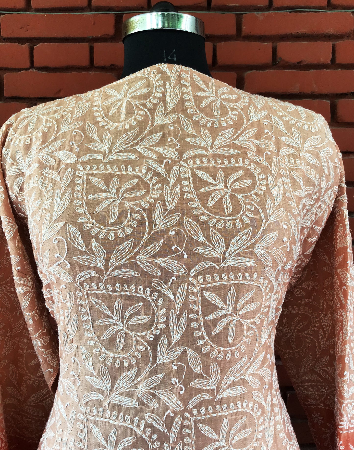 Light Peach Cotton Silk Pure Chikankari Salwar suit