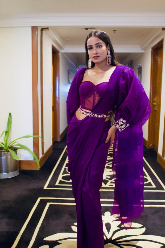 Niki Mehra Purple saree