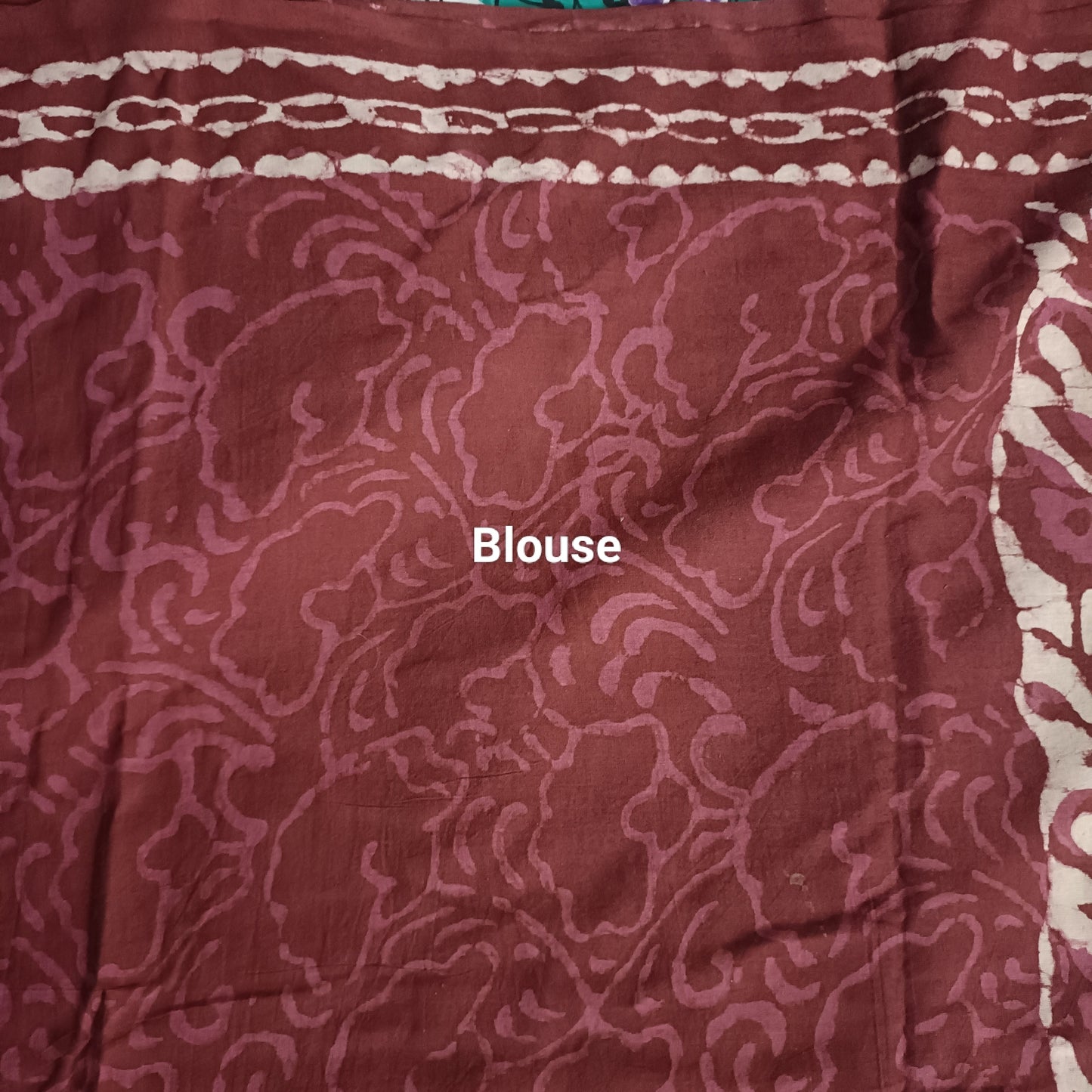 Bougainvillea - Red Cotton Mulmul - Handblock Dabu Saree