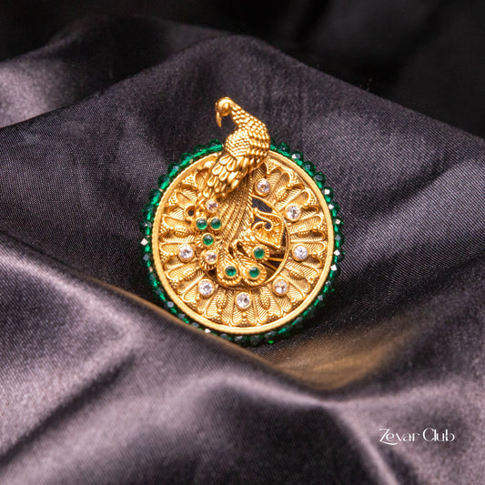 14K Gold Plated Peacock Temple Ring
