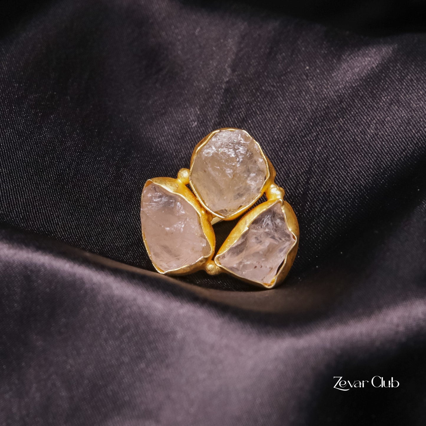 Uncut Stones Adjustable Edgy Rings