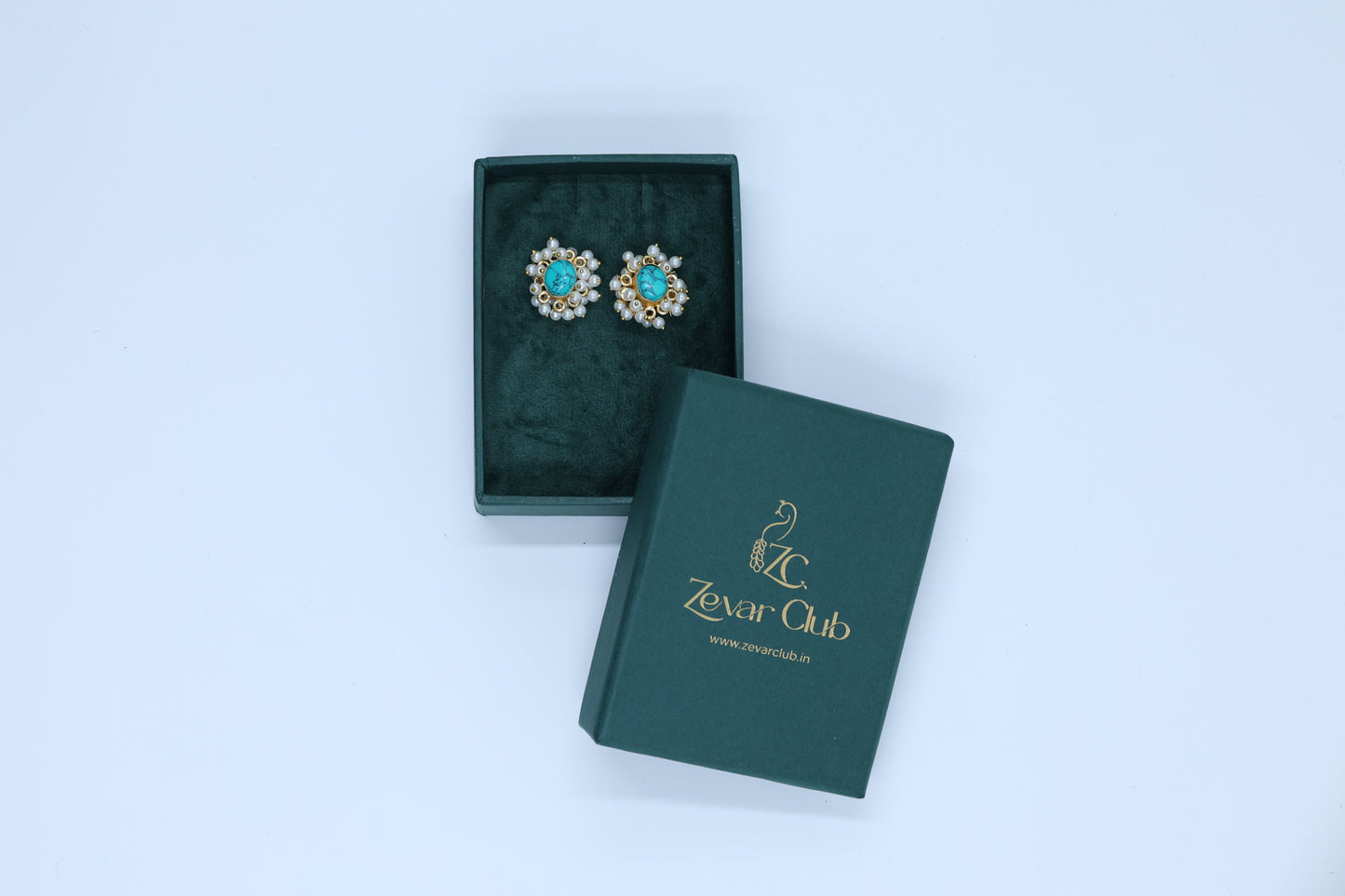 Turquoise Blue Indo Western Studs