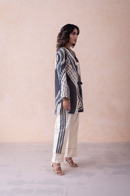 Kara Midnight Muse Printed Kurta with Textured Pants