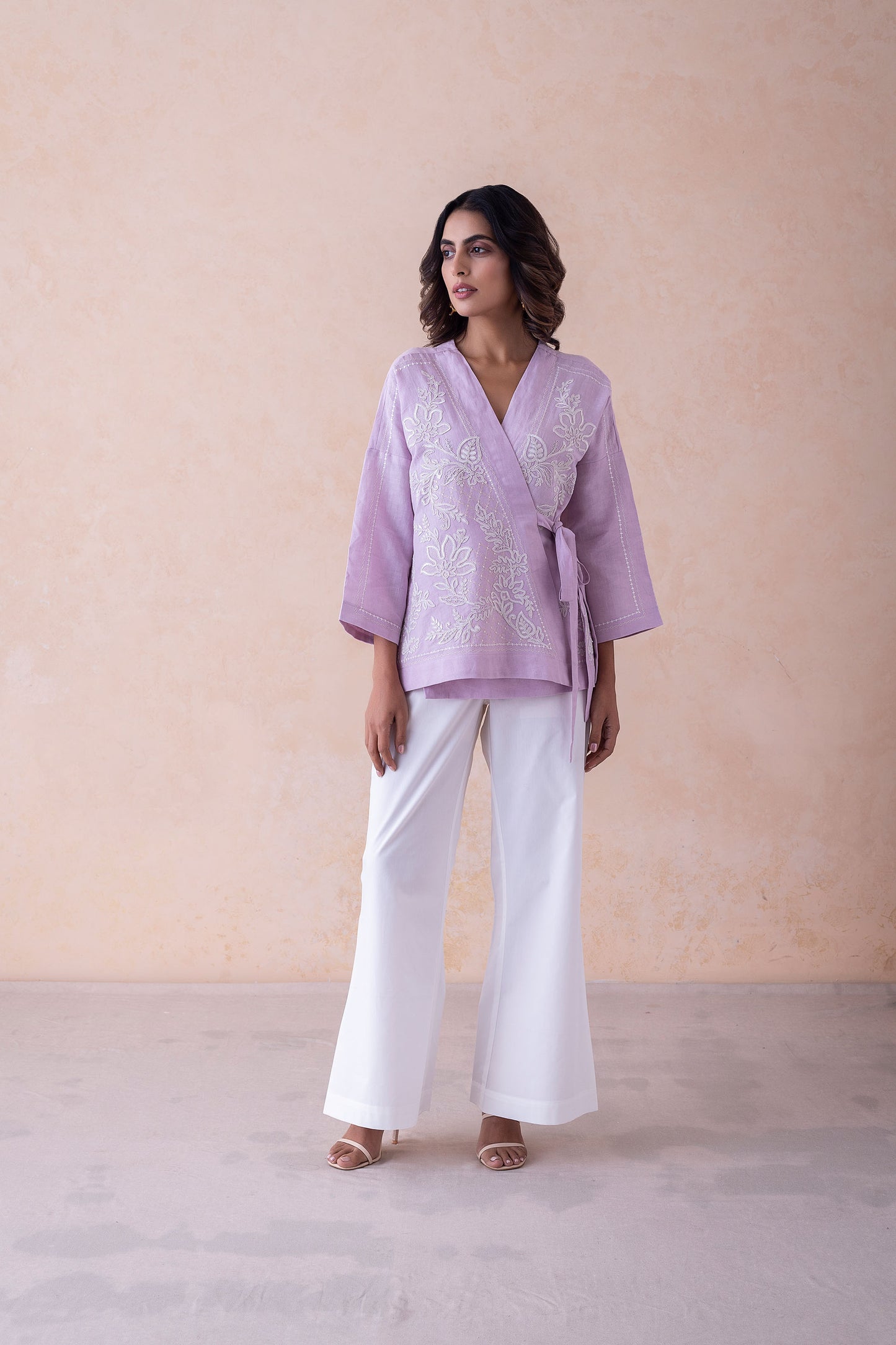 Manya Lavender Luxe Wrap Jacket Set