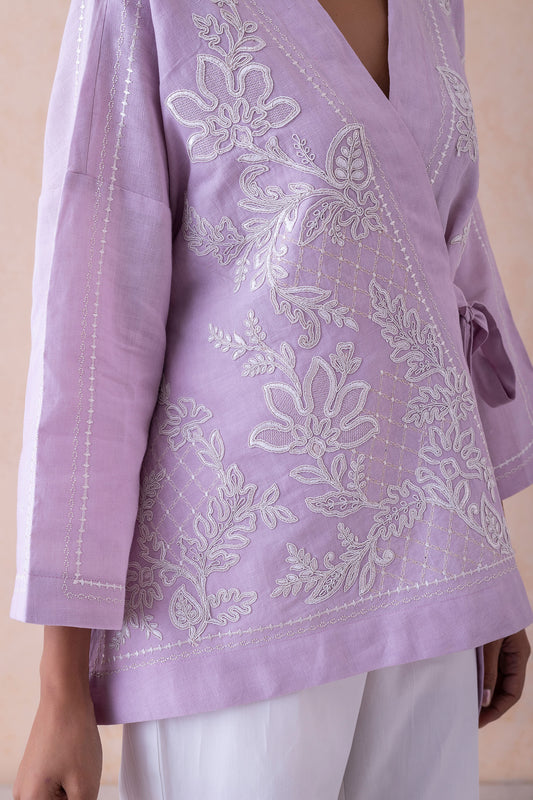 Manya Lavender Luxe Wrap Jacket Set