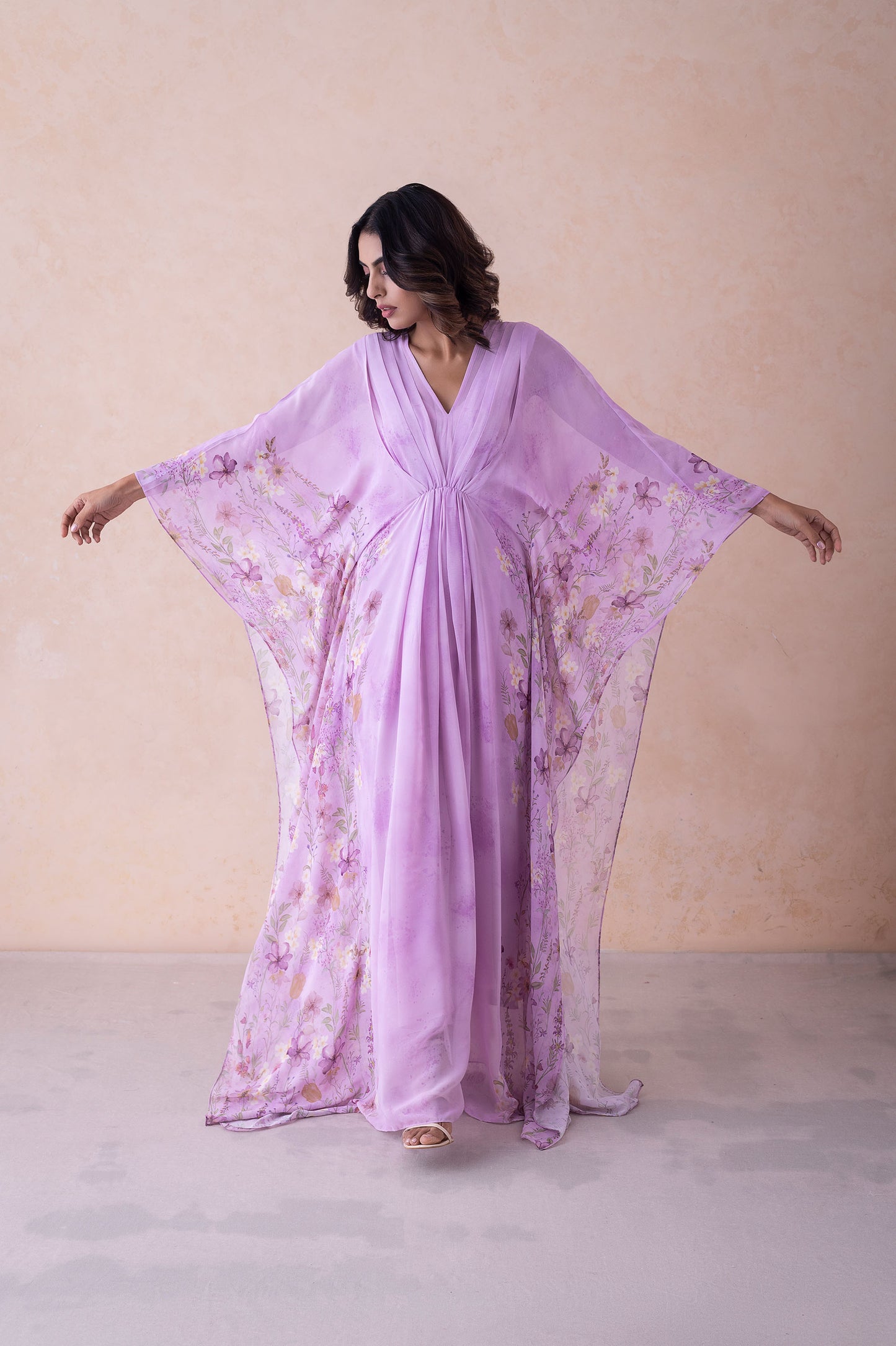 Dua Ethereal Lavender Floral Kaftan Ensemble