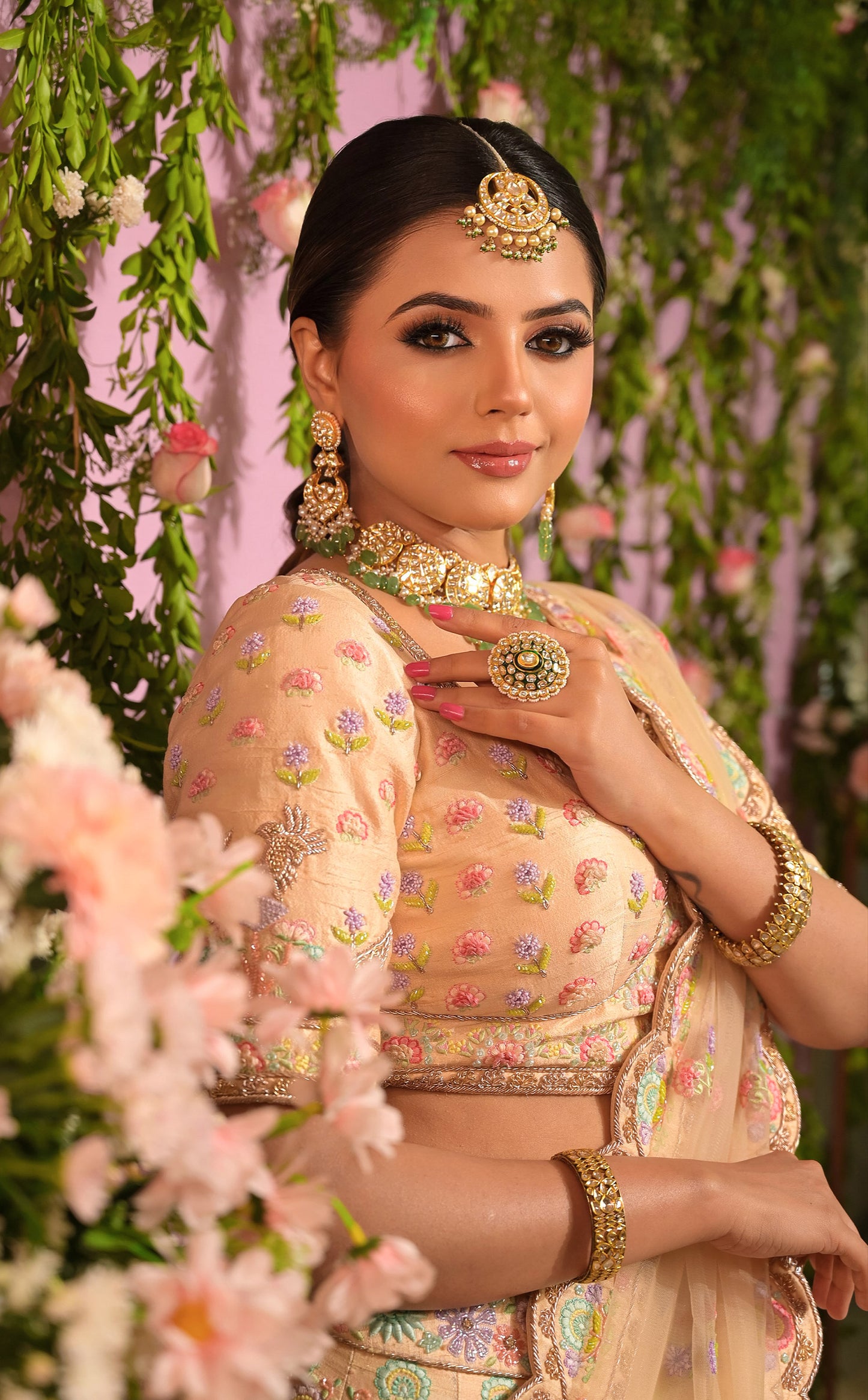 Lovebirds Bridal Lehenga Set- Peach