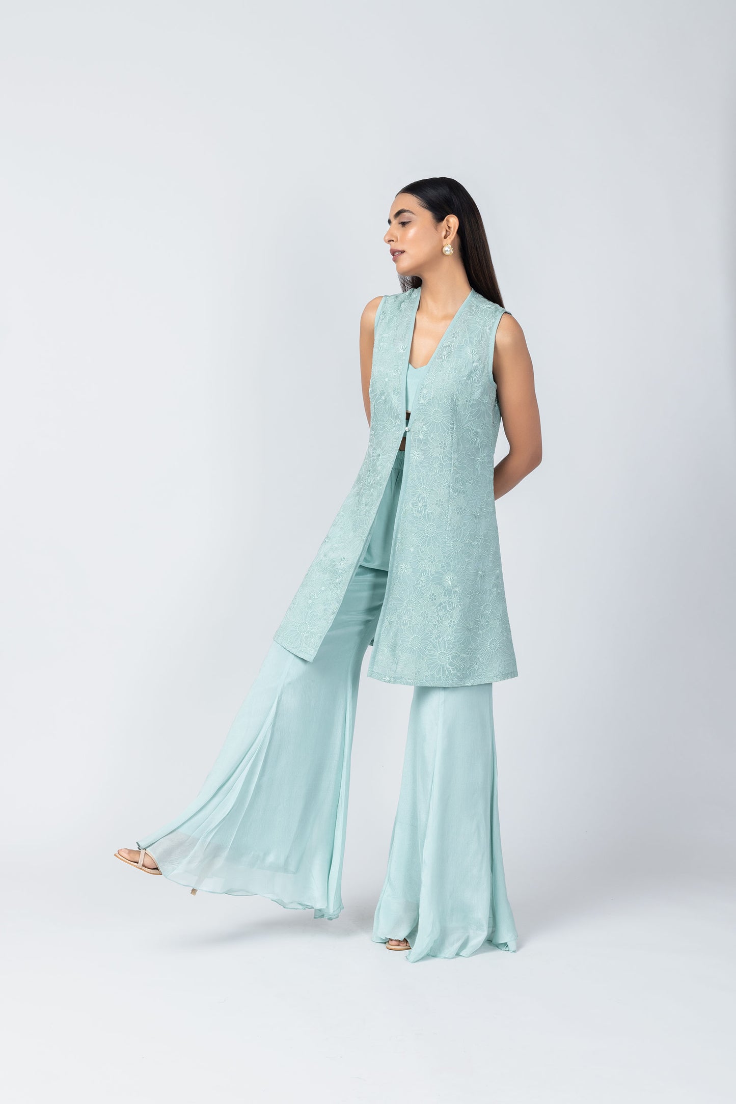 Amari Baby Blue Silk Sharara