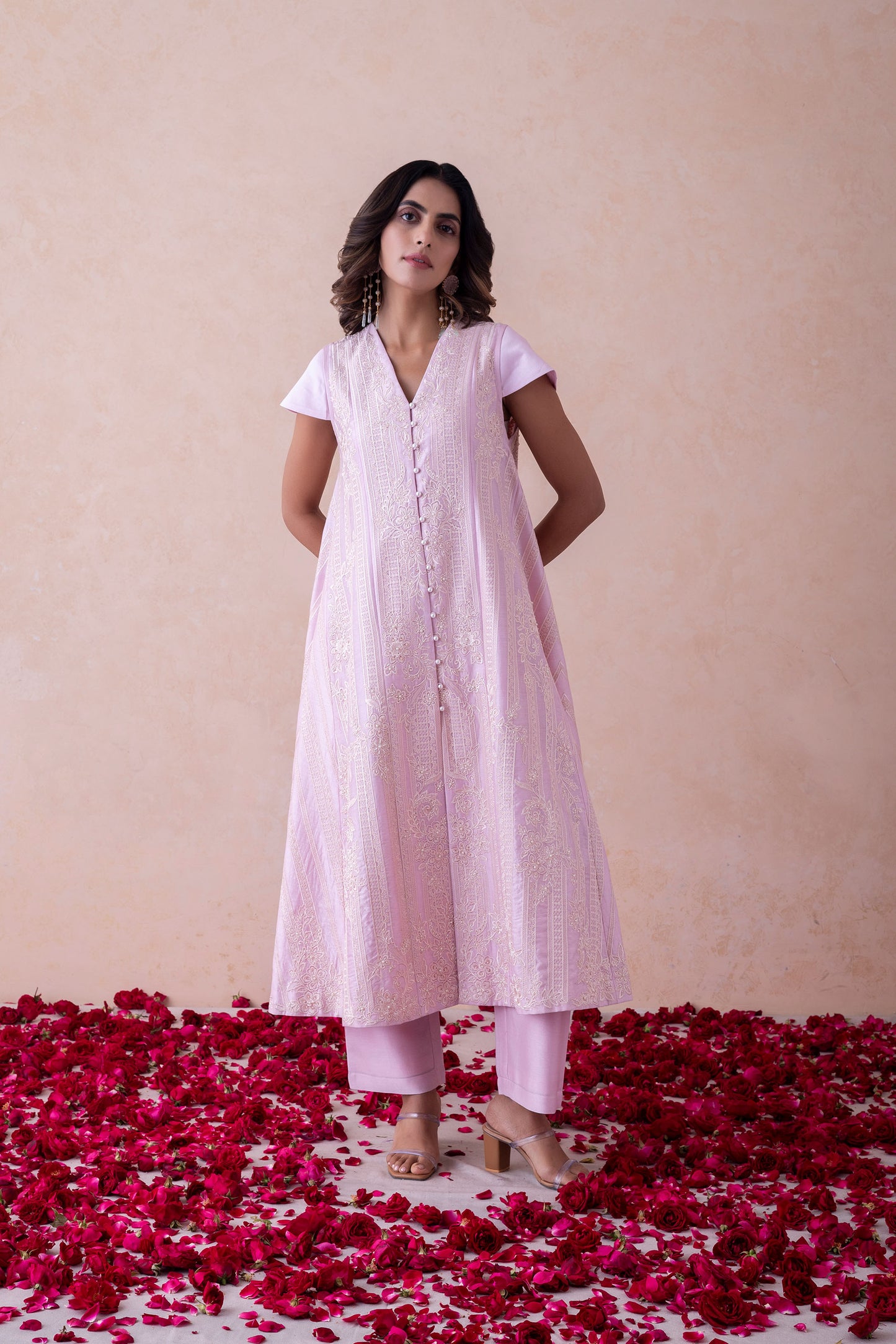 Sukoon Ethereal Blush Handcrafted Chanderi Set
