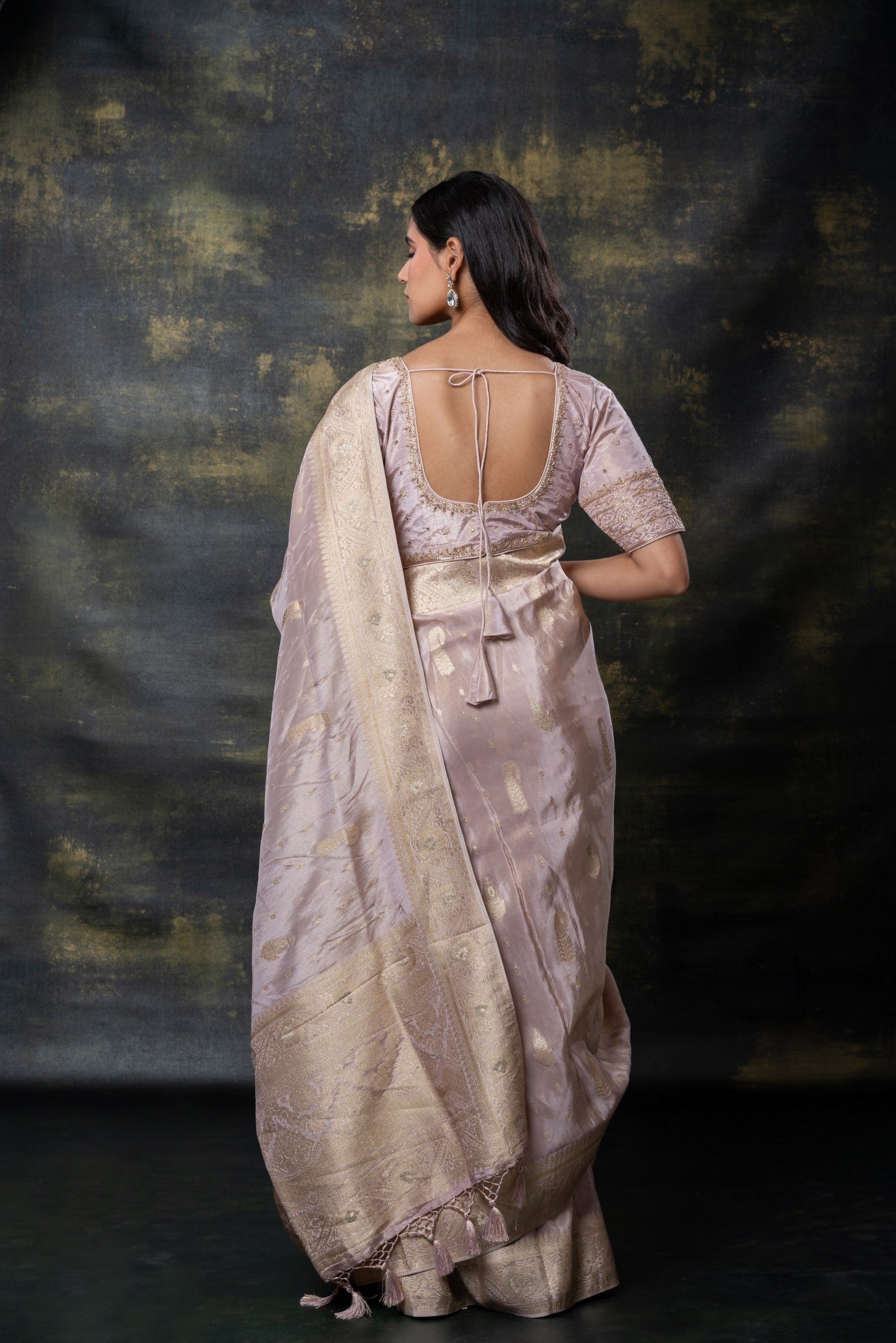Mauve pink silk saree
