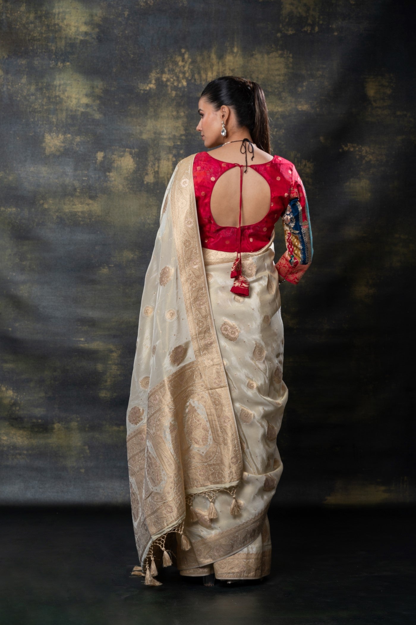Golden beige silk saree